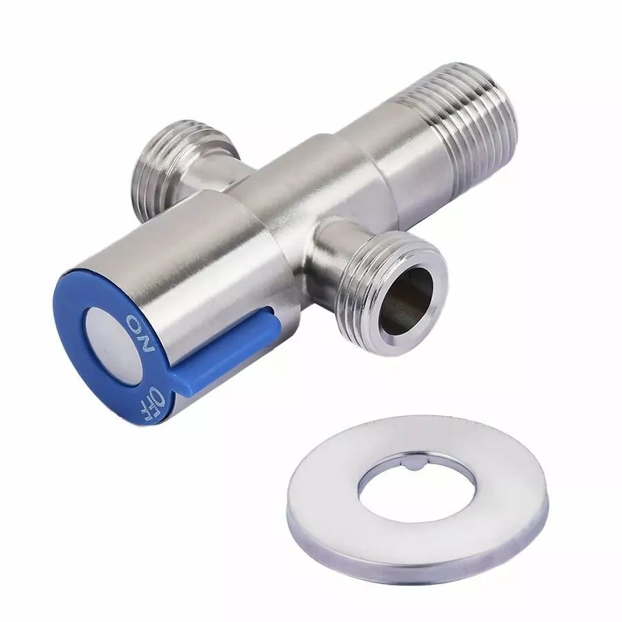 Кран 1/2*1/2*1/2 металлокерамика для совместного подключения лейки биде и бочка унитаза из нержавеющей стали AISI 304 (Трехпроходной) TIM BL5855.02S