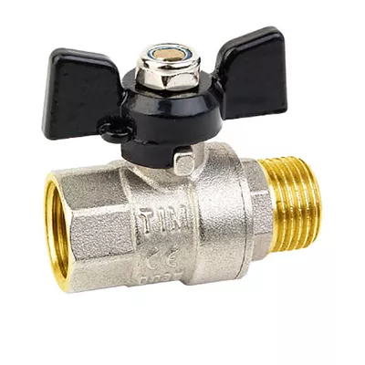 Кран шаровой никелированный TIM, 1" Г/Ш,DE1221X