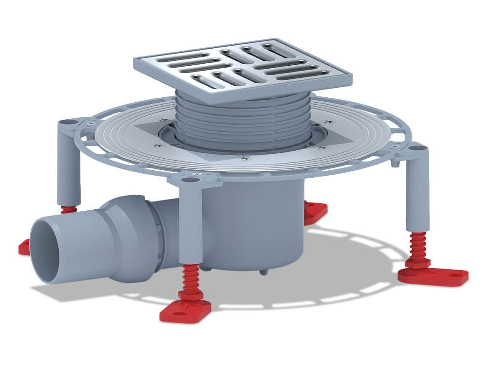 Трап для душа АНИ Пласт THZ5614 горизонтальный регулируемый с комбинированным затвором и решёткой из нержавеющей стали 120х120 мм