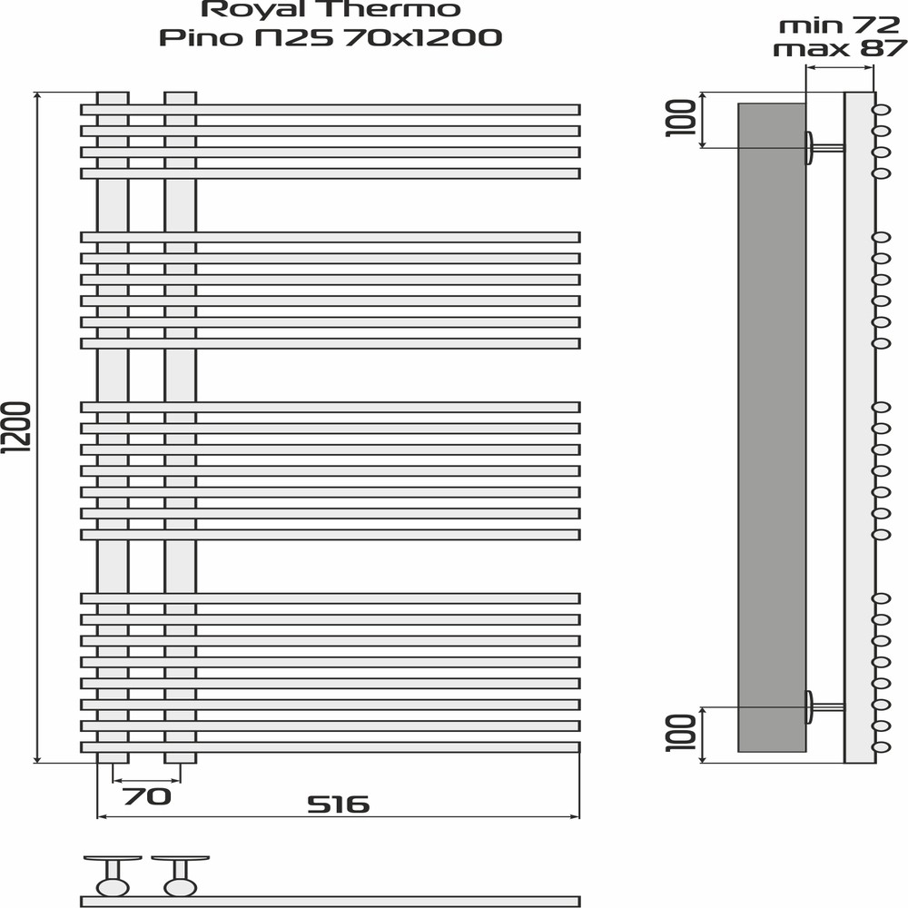 Полотенцесушитель Royal Thermo Pino П25 500х1200 белый