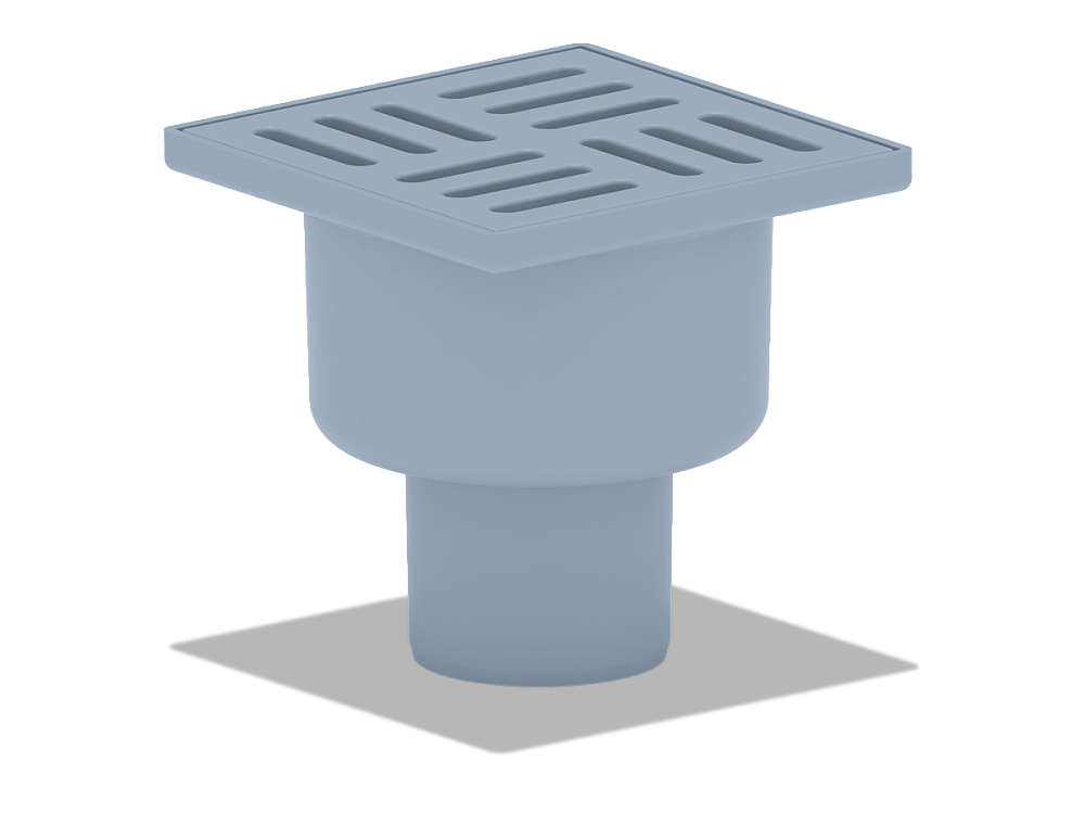 Трап для душа АНИ Пласт TQ5204 DN50 вертикальный нерегулируемый с сухим затвором и решёткой из пластика 100х100 мм