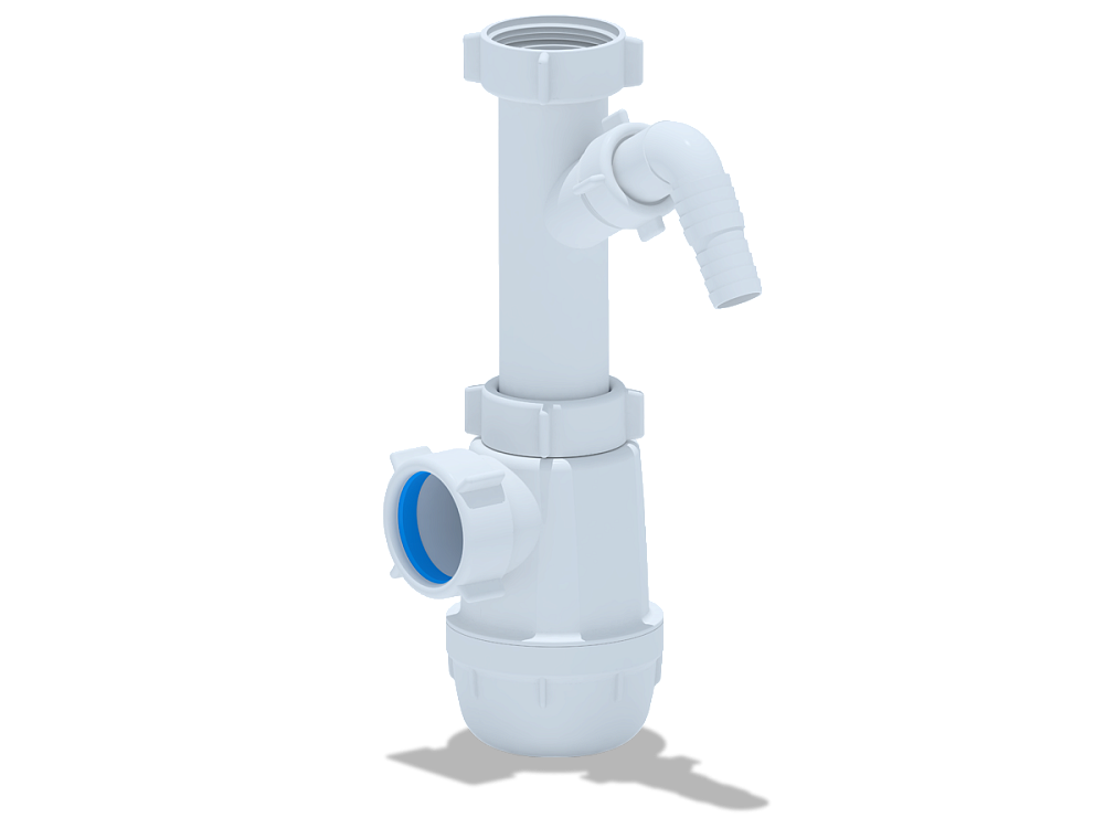 Сифон для мойки АНИ Пласт Грот A1020 1 1/2 дюйма 40 мм с отводом для стиральной машины без выпуска