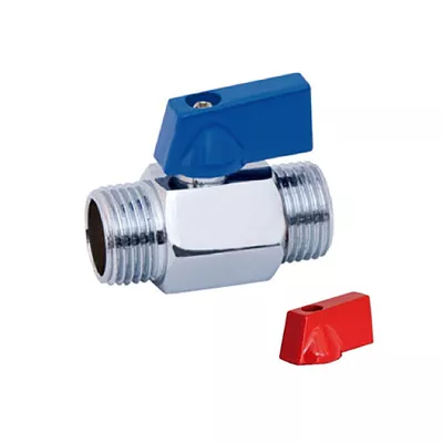 Мини кран для воды хромированный 1/2" ш/ш (красные + синие ручки), TIM, арт. DE22MM