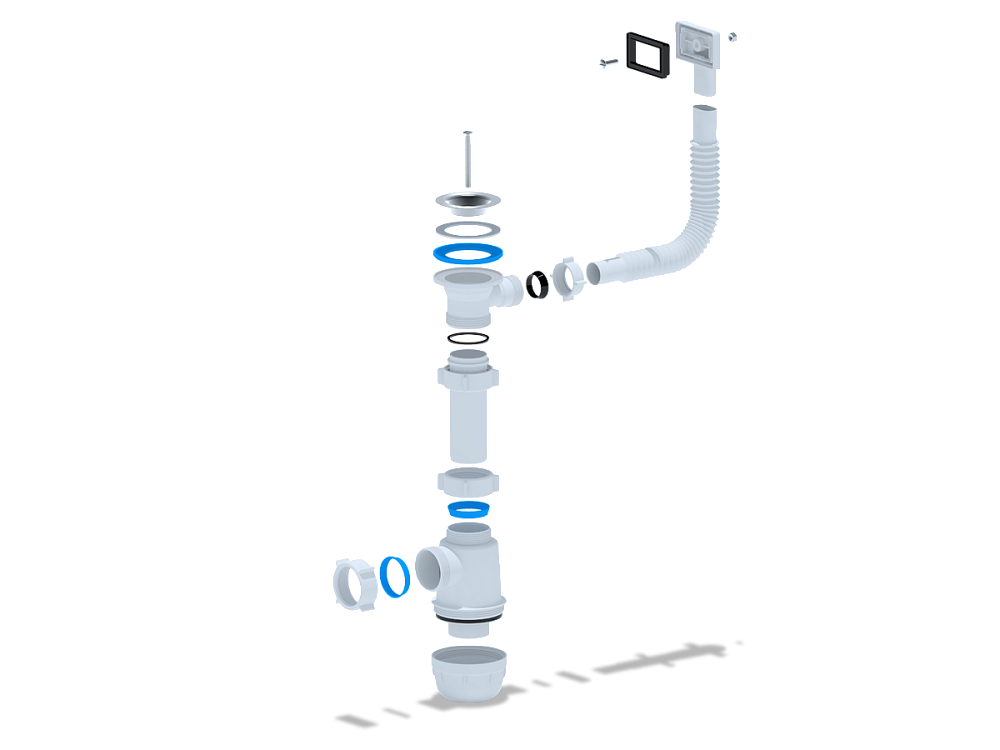 Сифон для мойки АНИ Пласт Грот A0140S 1 1/2 дюйма 40 мм с гибким переливом
