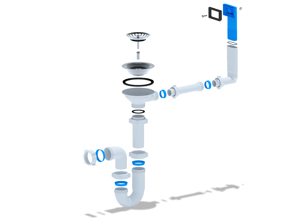Сифон для мойки АНИ Пласт D0145 3 1/2 дюйма 40 мм прямоточный с жестким переливом