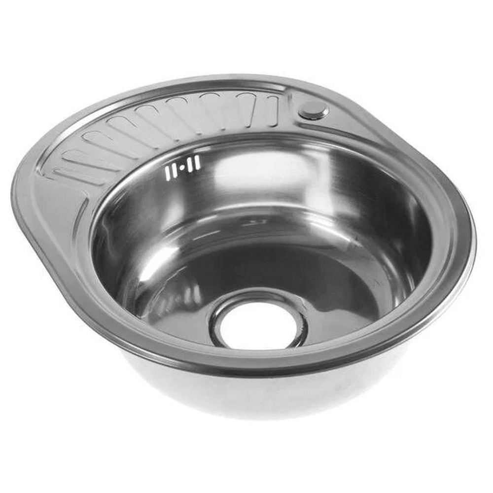 Мойка "Jif" нержавеющая сталь 0,6мм, врезная, крыло справа, 570*450*160, с сифоном, выпуск 3 1/2