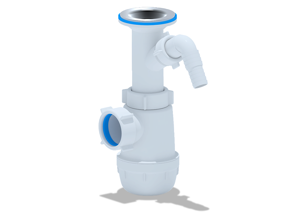 Сифон для мойки АНИ Пласт Грот A2000 1 1/2 дюйма 40 мм с отводом для стиральной машины