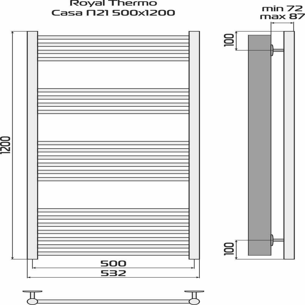 Полотенцесушитель Royal Thermo Casa П21 500х1200 белый