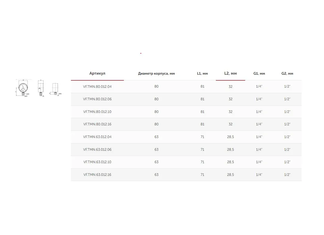 Термоманометр радиальный (нижнее подключение), 6 бар, VALFEX, арт.VF.TMN.63.012.06