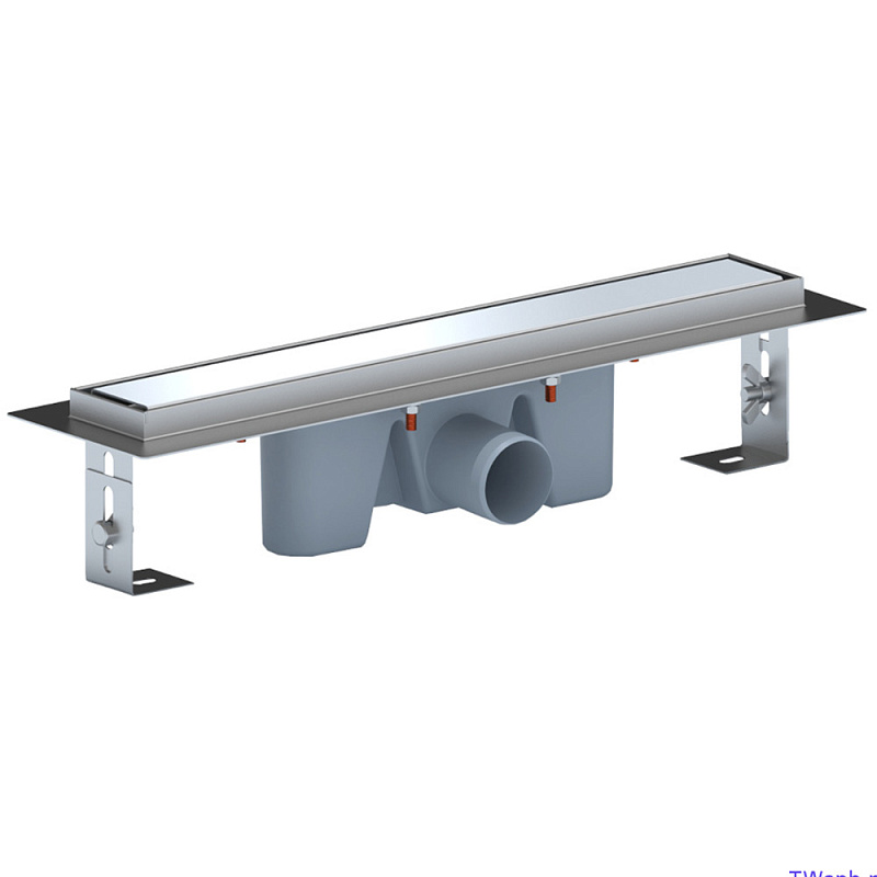 Трап линейный из нержавеющей стали АНИ Пласт TLZ2145G DN50 с комбинированным затвором глянцевой решёткой Штиль 450х65 мм