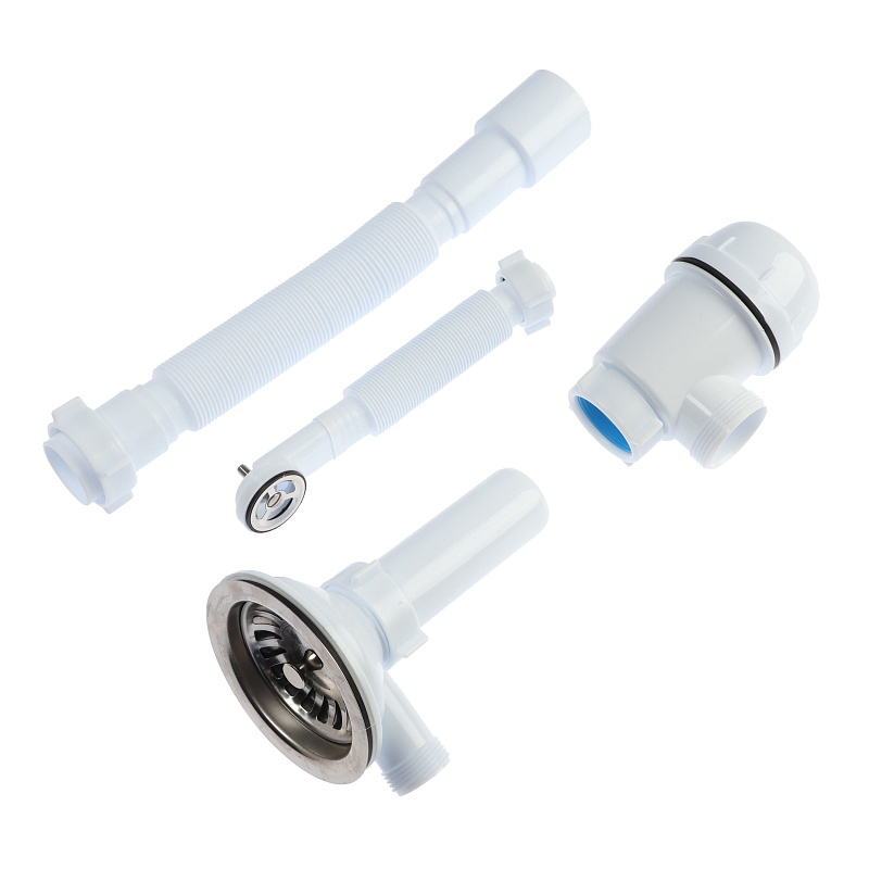 Сифон для мойки АНИ Пласт Грот A0142SA15 3 1/2 дюйма 40 мм с гибким переливом и гибкой трубой 40х40/50 мм