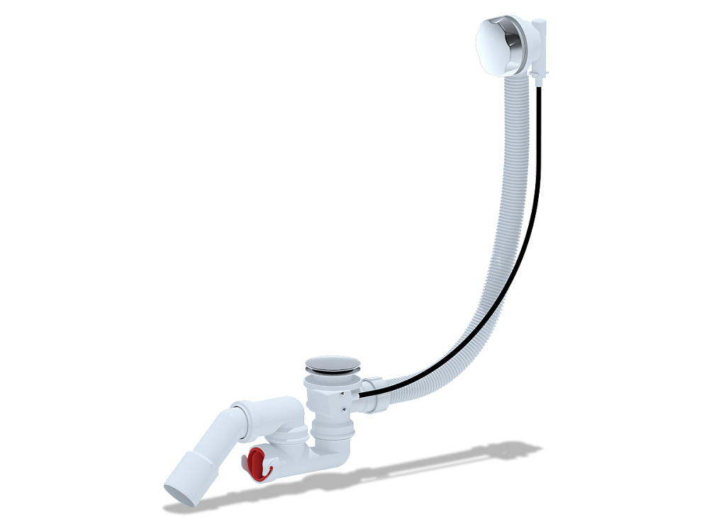 Перелив полуавтомат с регулируемым сифоном АНИ Пласт EM421 580 мм с переходной трубой 45 градусов 40х50 мм