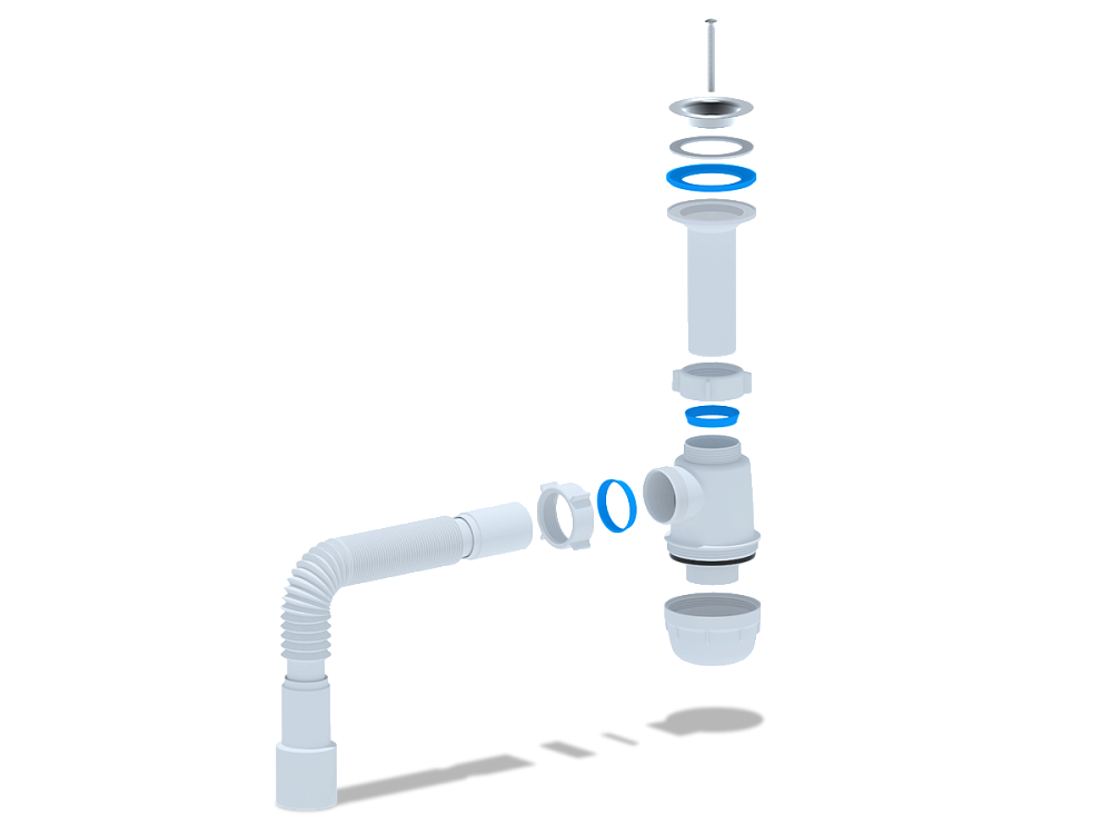 Сифон для мойки АНИ Пласт Грот A0515 1 1/2 дюйма 40 мм с гибкой трубой 40х40/50 мм