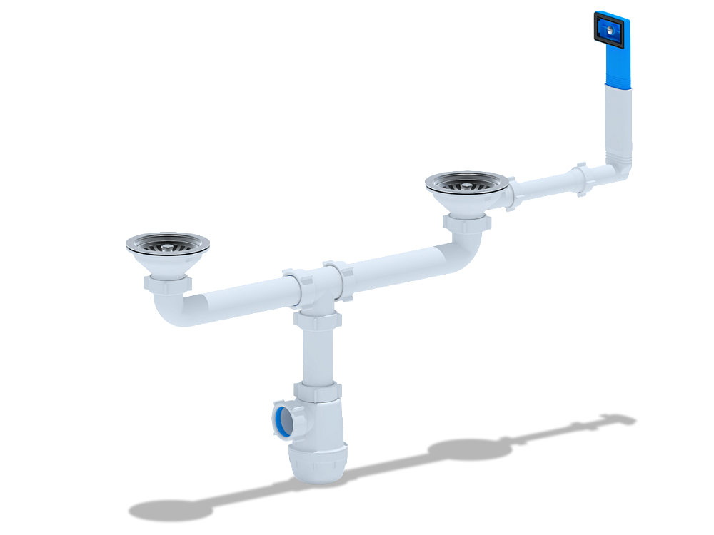 Сифон для мойки АНИ Пласт Грот A3045 3 1/2 дюйма 40 мм двойной с жестким переливом