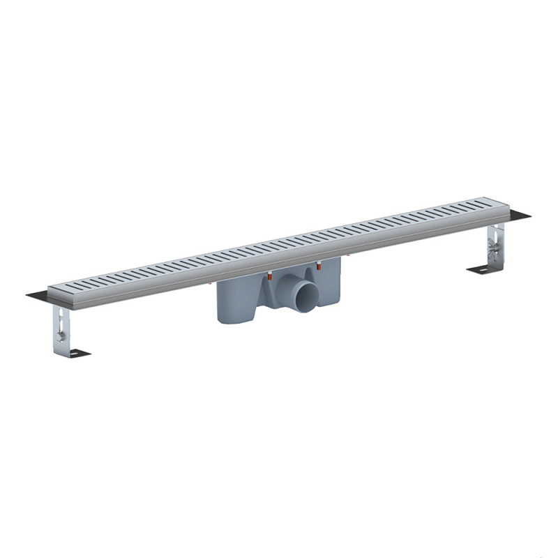 Трап линейный из нержавеющей стали АНИ Пласт TLZ2485M DN50 с комбинированным затвором матовой решёткой Бимс 850х65 мм