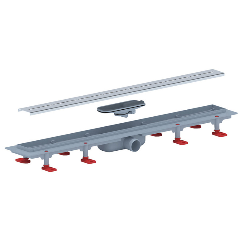 Трап линейный пластиковый АНИ Пласт TLQ1575M DN40 с сухим затвором и матовой решёткой Киль 750х62 мм