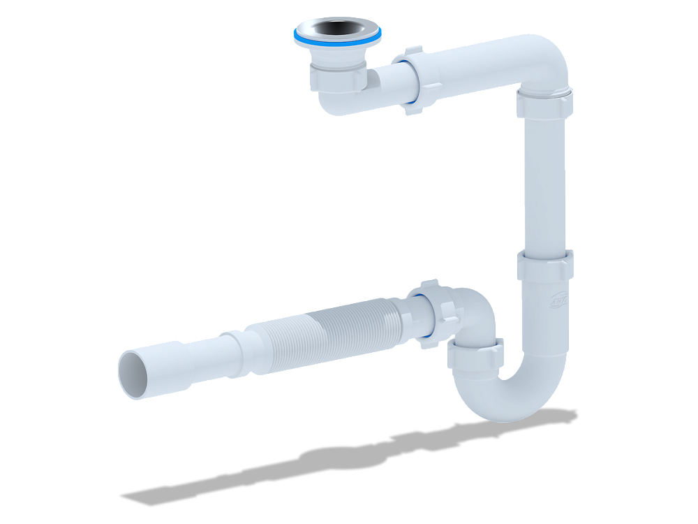 Сифон для раковины АНИ Пласт DB5015 1 1/4 дюйма 32 мм с гибкой трубой 32х32/40 мм