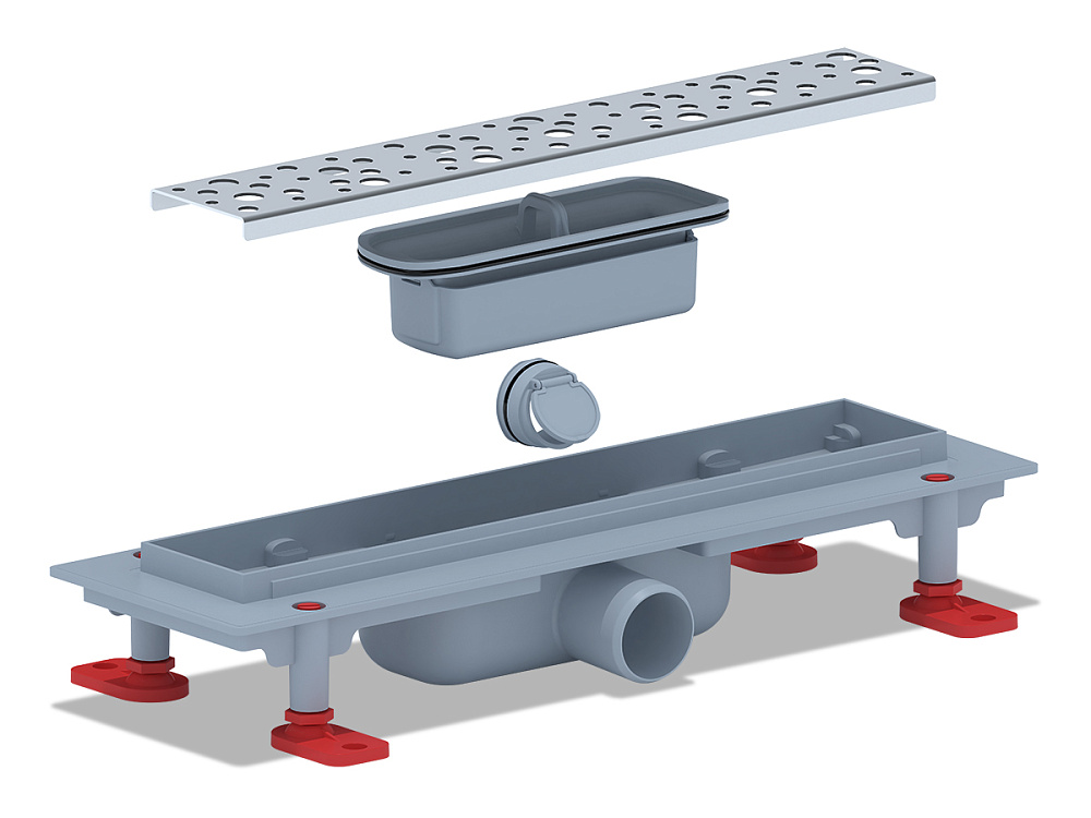 Трап линейный пластиковый АНИ Пласт TL1335M выпуск 40 мм решётка Бриз матовая нержавеющая сталь 350 мм