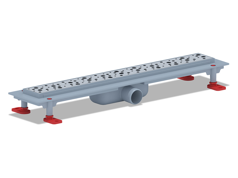 Трап линейный пластиковый АНИ Пласт TL1355M выпуск 40 мм решётка Бриз матовая нержавеющая сталь 550 мм