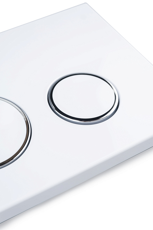 Клавиша АНИ Пласт для системы скрытой установки унитаза глянцевая белая, обод хром, клавиша белый глянец WPG2010G