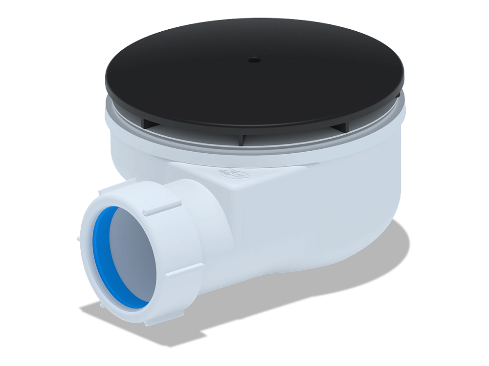 Сифон для душевого поддона АНИ Пласт E350BL 1 1/2 дюйма 50 мм высота 53 мм черный