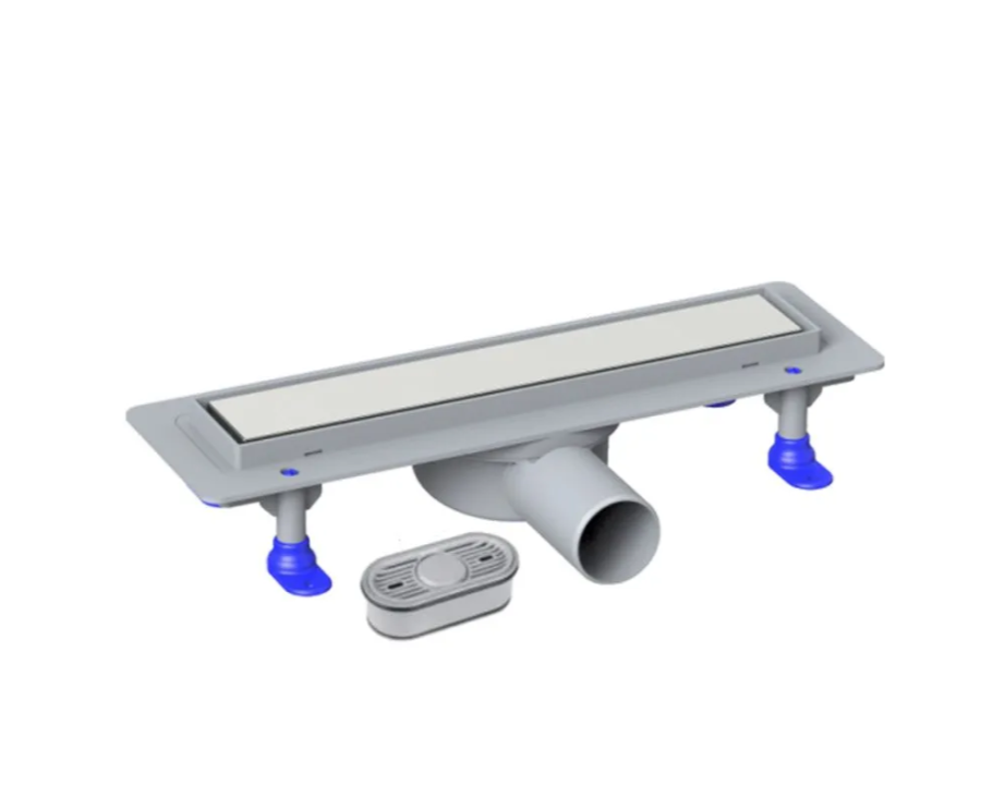 Трап линейный 600мм с решеткой из нержавеющей стали под плитку с выпуском D 50мм, VALFEX, арт.VF.051.050K.600.02