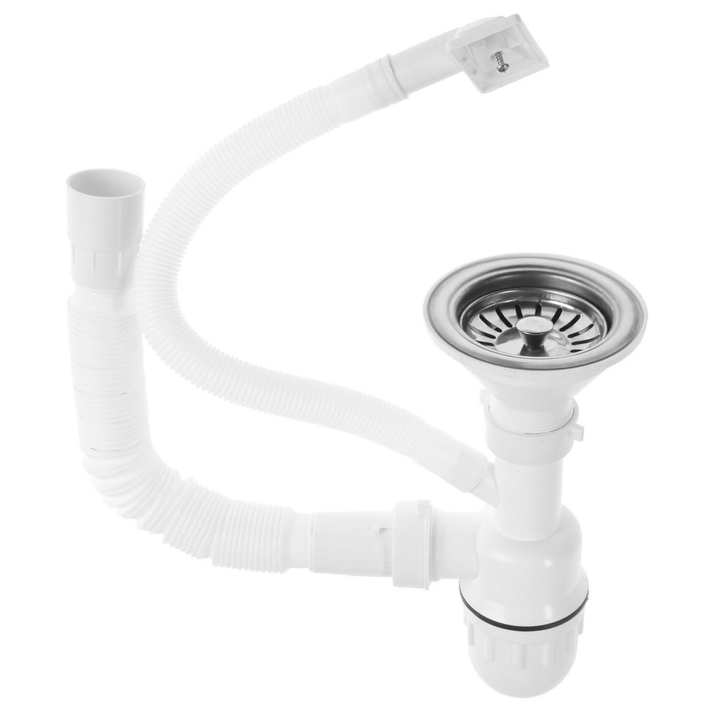 Мойка "Jif" нержавеющая сталь 0,8мм, врезная круглая, 490*170, с сифоном, выпуск 3 1/2, 00000040612