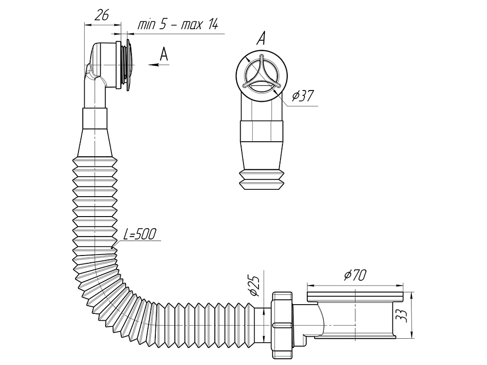 Адаптерное кольцо АНИ Пласт N420SR1 с круглым вертикальным переливом 22 мм