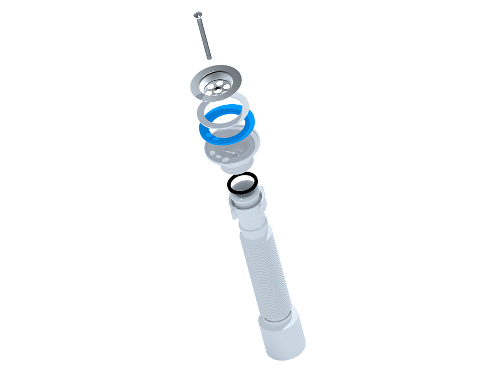 Сифон для мойки АНИ Пласт G205 1 1/4 дюйма 50 мм гофрированный 345-755 мм
