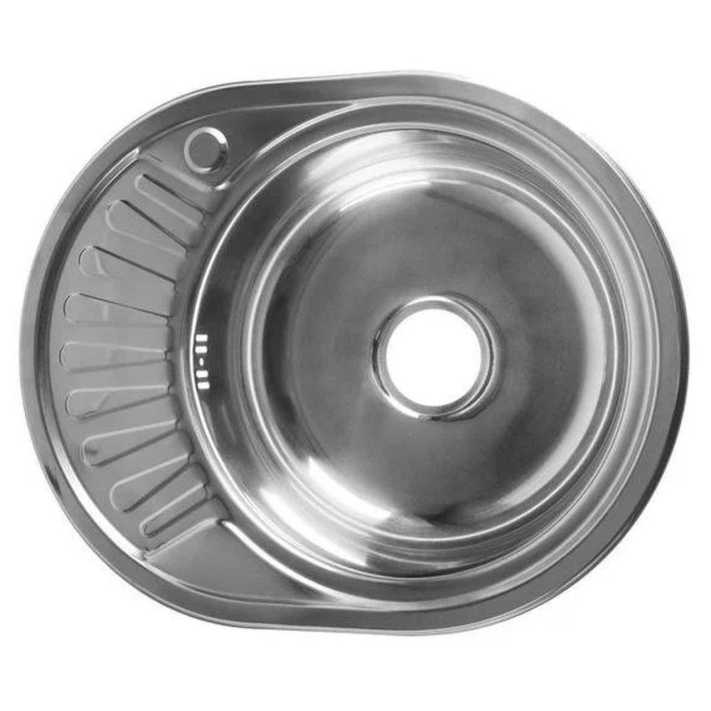 Мойка "Jif" нержавеющая сталь 0,6мм, врезная, крыло справа, 570*450*160, с сифоном, выпуск 3 1/2