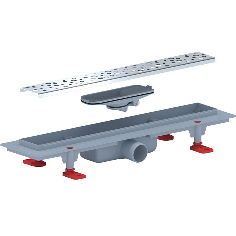 Трап линейный пластиковый АНИ Пласт TLQ1345G DN40 с сухим затвором и глянцевой решёткой Бриз 450х62 мм