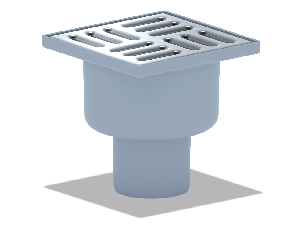 Трап вертикальный нерегулируемый АНИ Пласт TA5202 выпуск 50 мм с решеткой из нержавеющей стали 100х100 мм