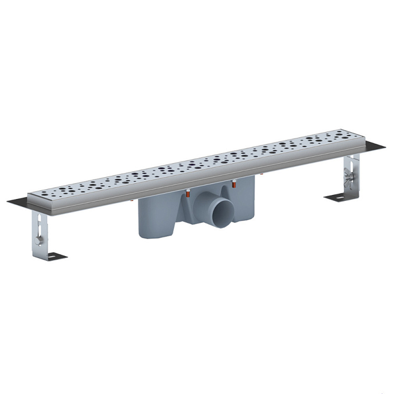 Трап линейный из нержавеющей стали АНИ Пласт TLZ2365M DN50 с комбинированным затвором матовой решёткой Бриз 650х65 мм