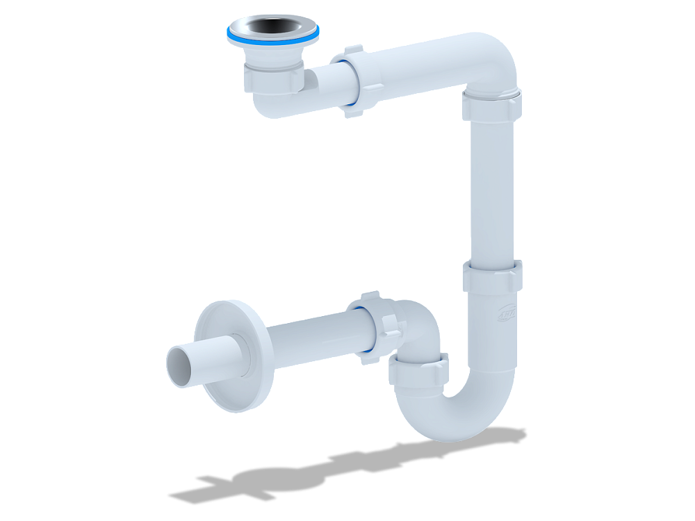 Сифон для раковины АНИ Пласт DB5003 смещенный 1 1/4 дюйма 32 мм с прямой трубой 32х32 мм