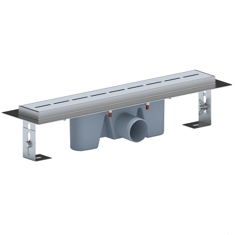 Трап линейный из нержавеющей стали АНИ Пласт TLZ2545M DN50 с комбинированным затвором и матовой решёткой Киль 450х65 мм