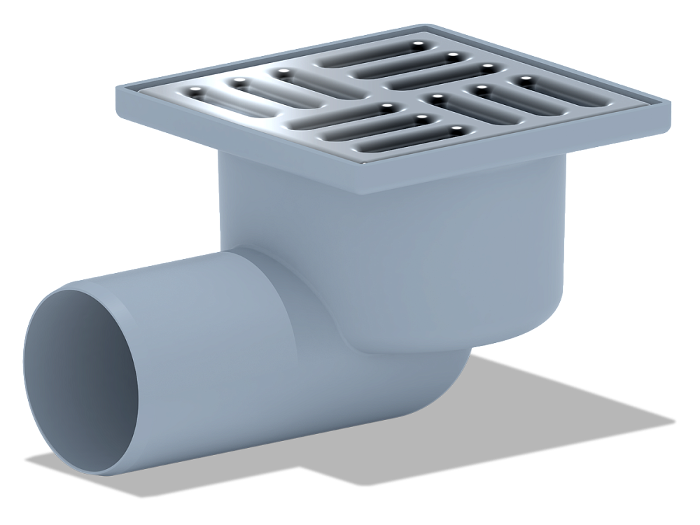 Трап для душа АНИ Пласт TQ5102 DN50 горизонтальный нерегулируемый с сухим затвором и решёткой из нержавеющей стали 100х100 мм