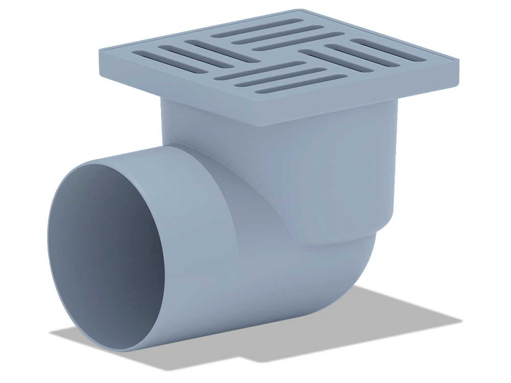 Трап для душа АНИ Пласт TA1110 горизонтальный нерегулируемый с выпуском 110 мм и пластиковой решеткой 150х150 мм