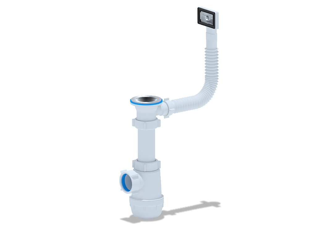 Сифон для мойки АНИ Пласт Грот A0140S 1 1/2 дюйма 40 мм с гибким переливом
