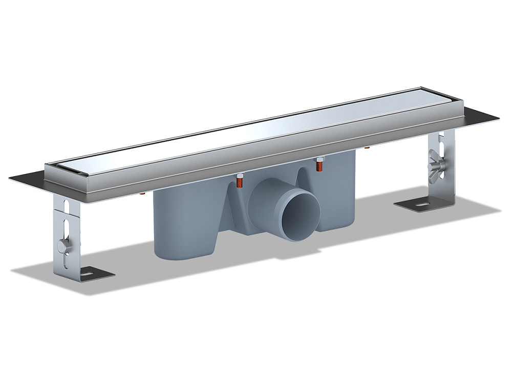 Трап линейный из нержавеющей стали АНИ Пласт TL2145G выпуск 50 мм решётка Штиль глянцевая 450 мм