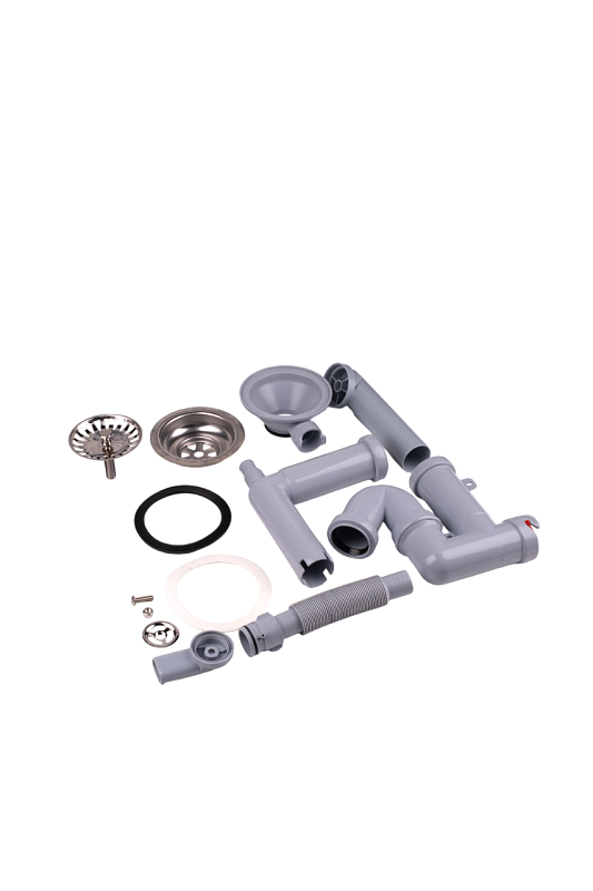 Cифон для мойки АНИ Пласт F серия F5345S 3 1/2 дюйма 40 мм смещенный с гибким переливом и отводом для стиральной машины