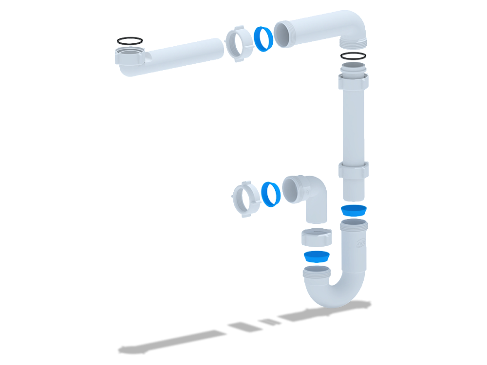 Сифон для раковины АНИ Пласт DB5020 смещенный без выпуска 1 1/4 дюйма 32 мм