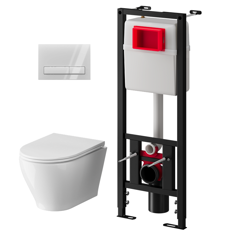 Набор инсталляции 40 см АНИ Пласт WN4 G1400G Breeze с безободковым унитазом, с сиденьем микролифт, белый глянец клавишей WPG1400G