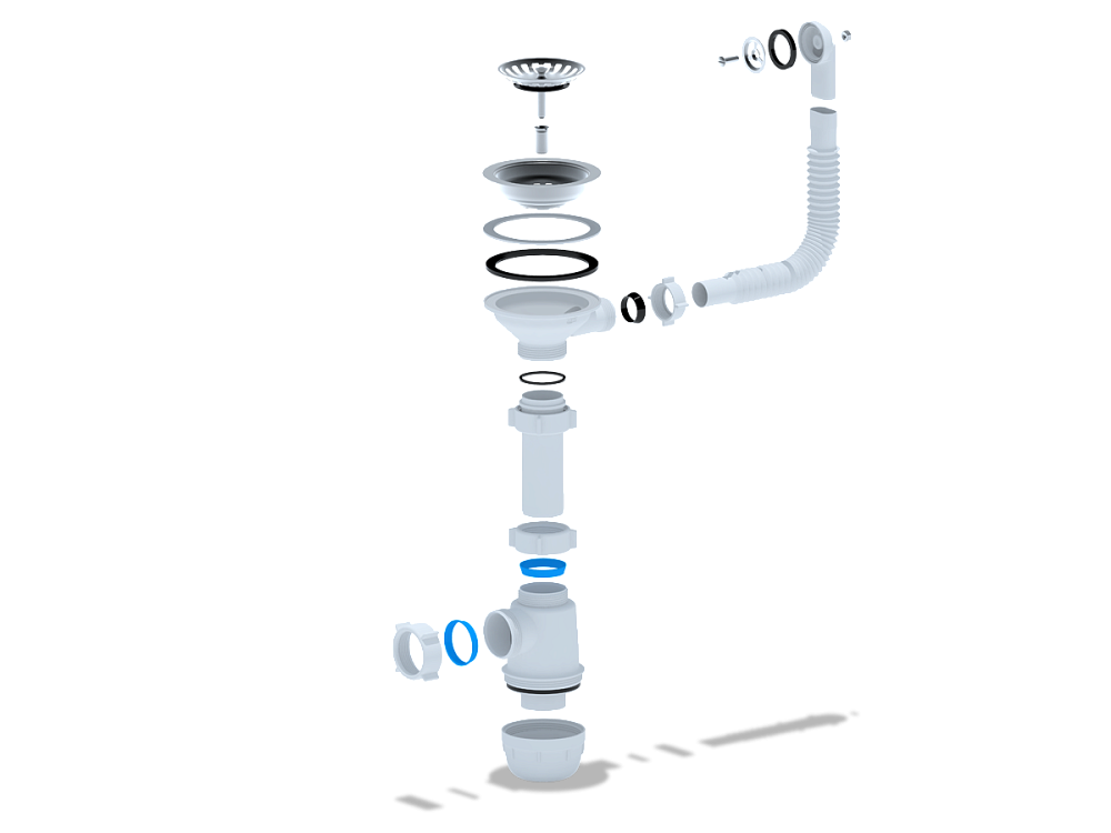 Сифон для мойки АНИ Пласт Грот A0142S 3 1/2 дюйма 40 мм с гибким переливом