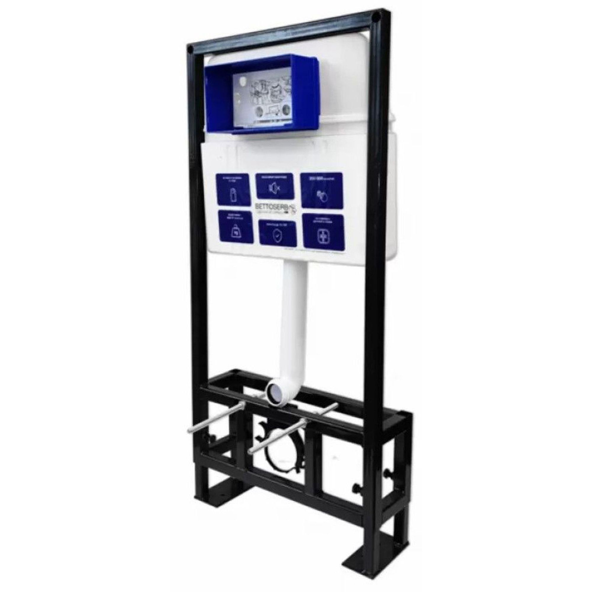 Инсталляция для унитаза BETTOSERB sava free standing, клавиша смыва черный матовый/хром глянец