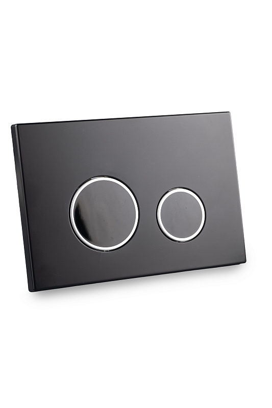 Клавиша АНИ Пласт для системы скрытой установки унитаза черная матовая, обод сатин, клавиша черный глянец WP2343G