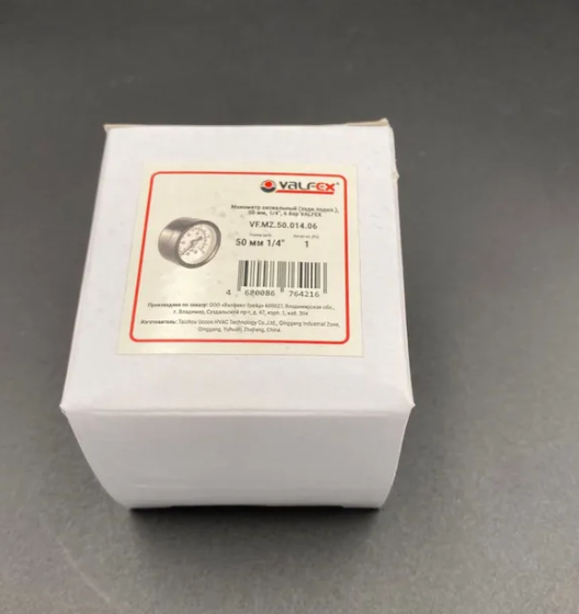 Манометр аксиальный (заднее подключение) 1/4", 6 бар, VALFEX, арт.VF.MZ.50.014.06