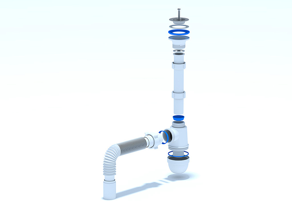 Сифон для раковины АНИ Пласт C1005 1 1/4 дюйма 40 мм с гибкой трубой 40х40 мм