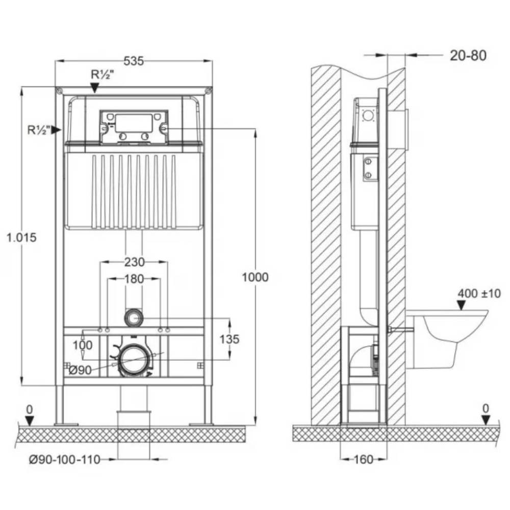 Инсталляция BETTOSERB SAVA Free Standing для подвесного унитаза
