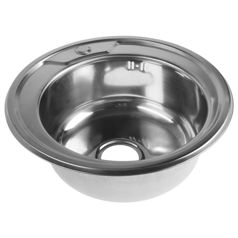 Мойка "Jif" нержавеющая сталь 0,8мм, врезная круглая, 490*170, с сифоном, выпуск 3 1/2, 00000040612