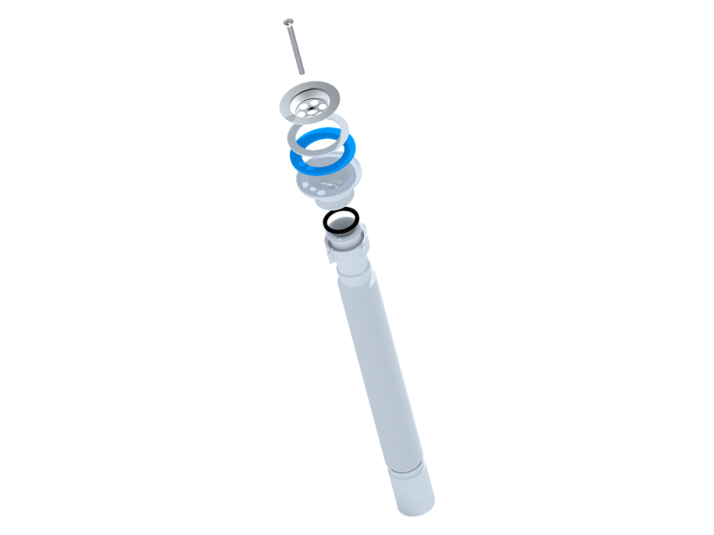 Сифон для мойки АНИ Пласт G214 1 1/4 дюйма 40 мм гофрированный 520-1350 мм